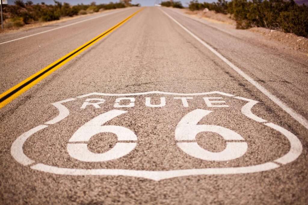 route 66 painted on the road